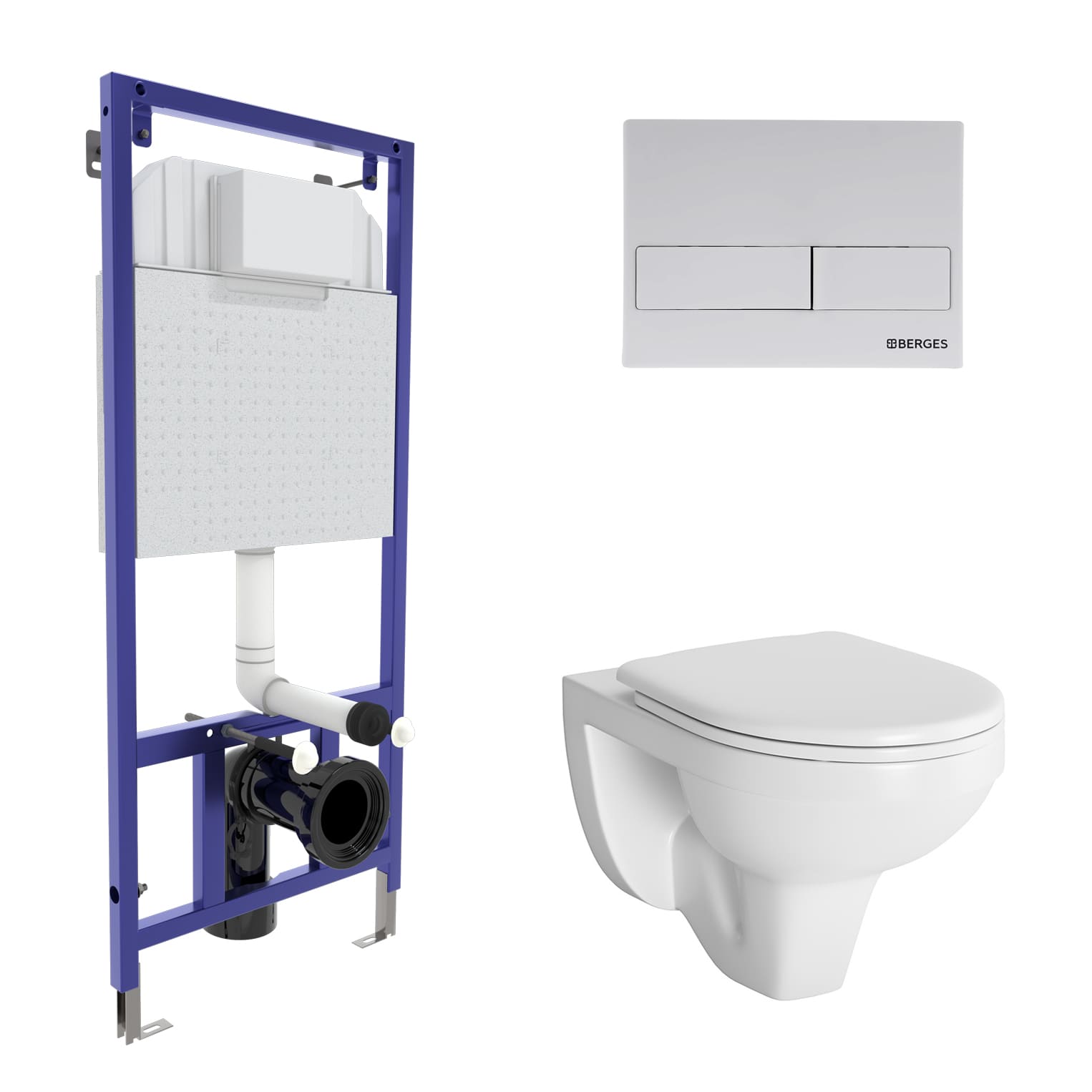 Комплект для монтажа подвесного унитаза GAMMA: инсталляция NOVUM525, кнопка L4, унитаз  с сиденьем  