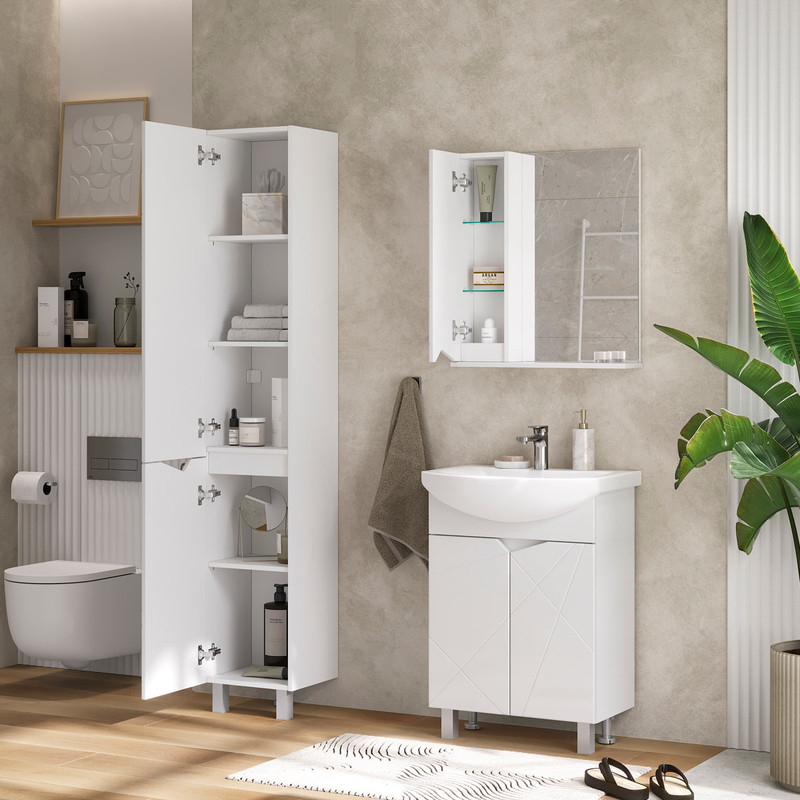 Зеркало-шкаф Pronto 60 левый, белый, VOLNA