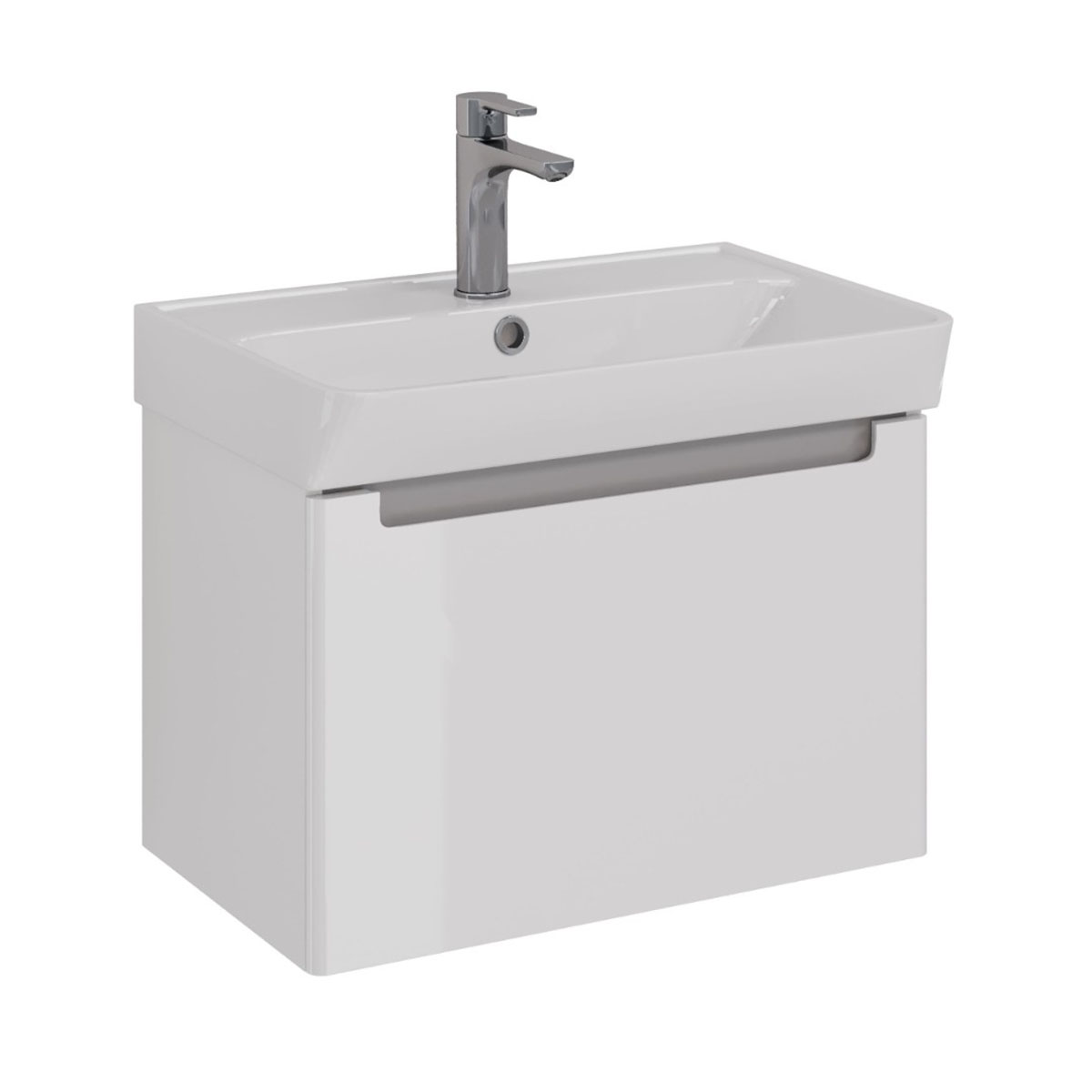 Тумба Lemark BUNO MINI, 60 см под 1 раковину, подвесная, 1 ящик, цвет планки: Серый, цвет корпуса, ф