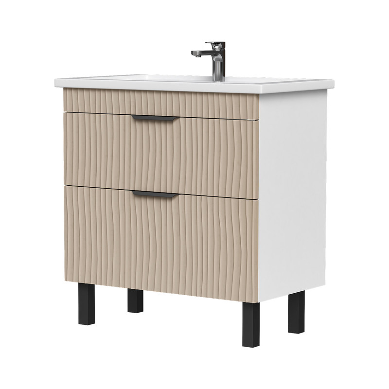 Тумба Lotti 80, напольная 2 ящ., латте (под раковину Миранда 80), VOLNA