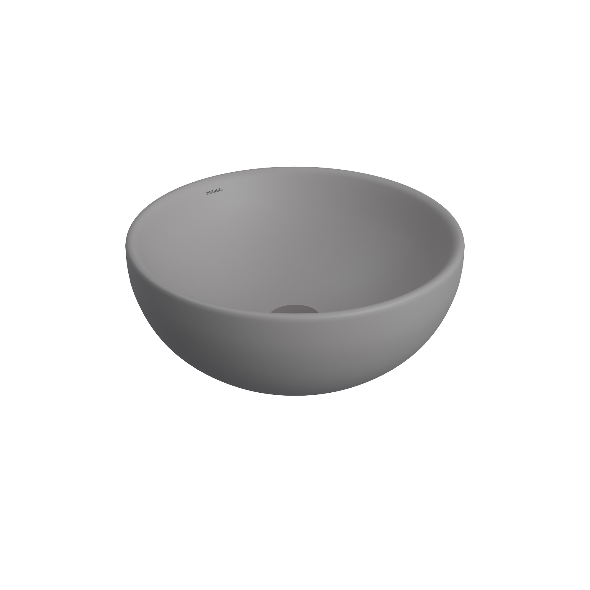 Раковина Mascon накладная, Ø 45 см, без отверстия под смеситель,  круглая, серый матовый, BERGES