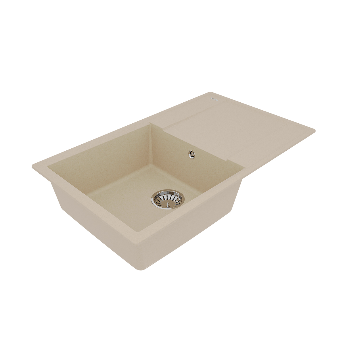 Кухонная мойка Lemark IMANDRA 840 врезная прямоугольная с крылом из кварцгранита, Бежевый