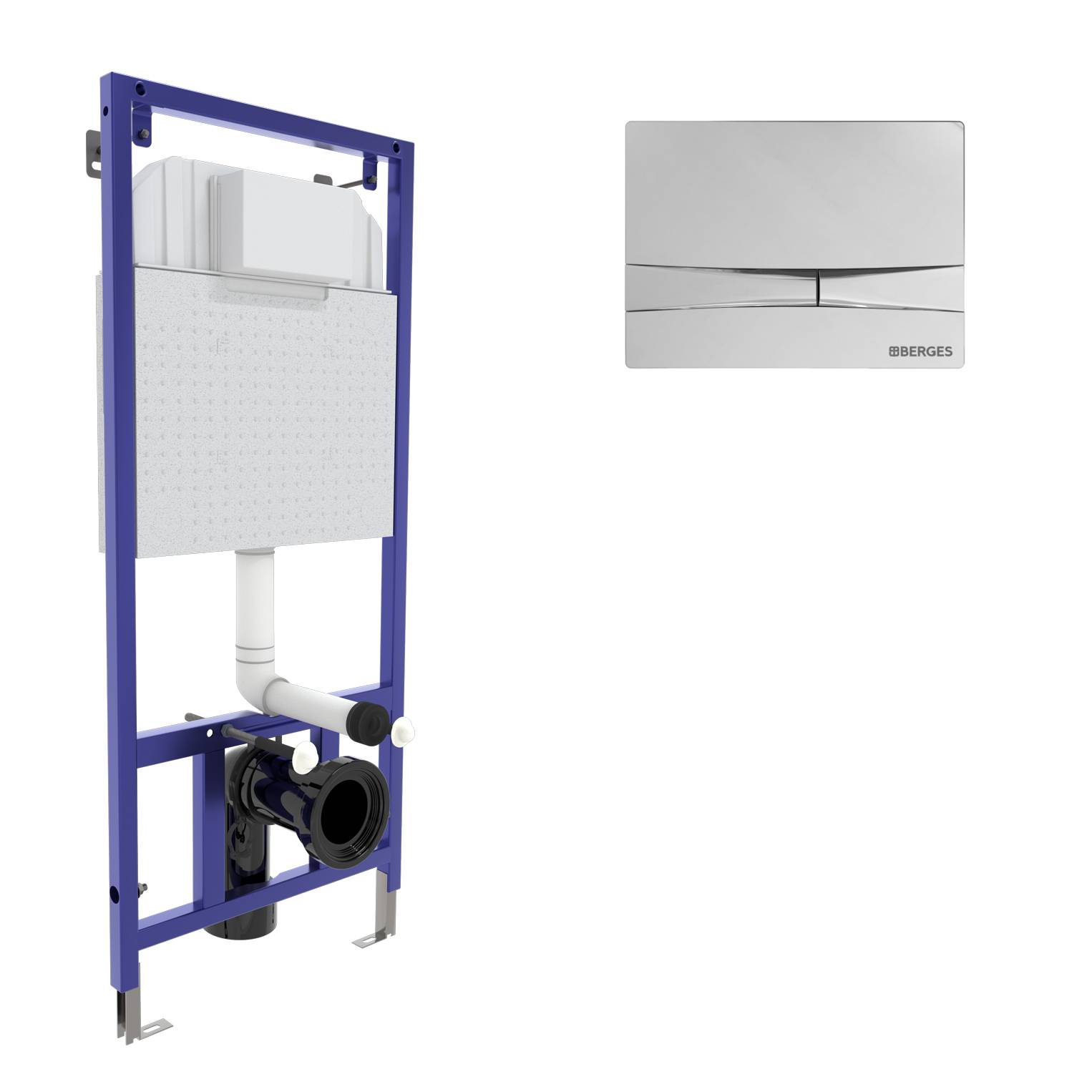 Инсталляция  для скрытого монтажа унитаза NOVUM кнопка F3 хром глянец, BERGES