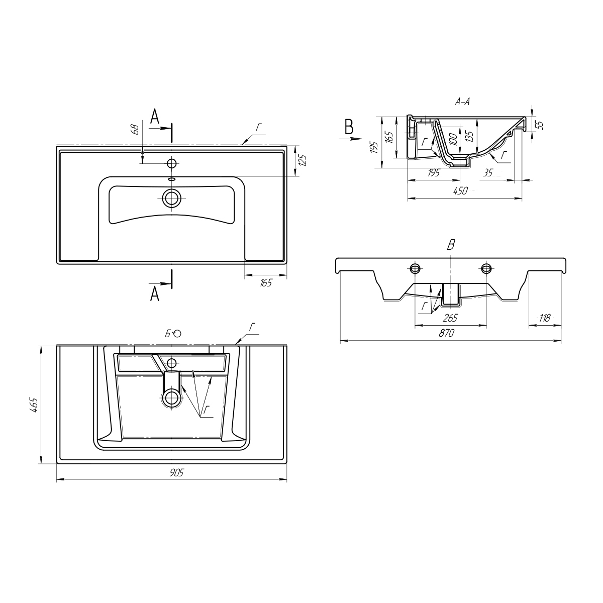 Раковина керамическая "Грэйс 90" 