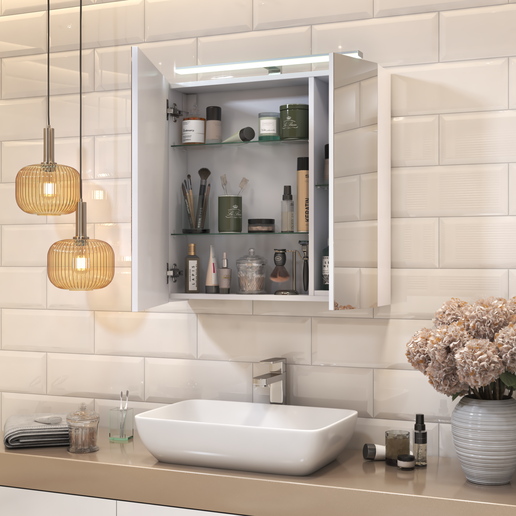 Зеркальный шкаф VIGO Plaza 70 подвесной белый (zsh.PLA.70.El)