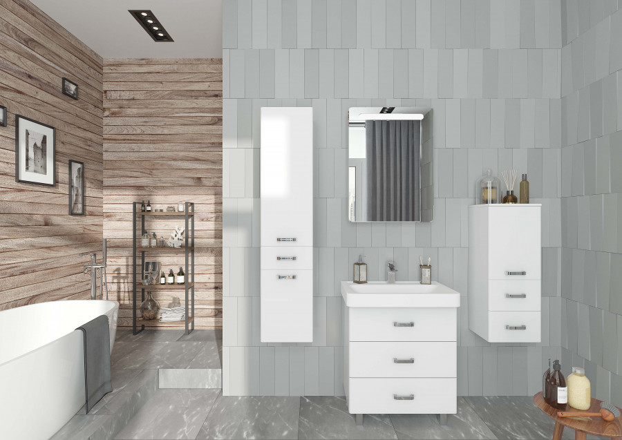 Тумба АМЕРИНА 80 М, белая (под раковину ТИГОДА 80)