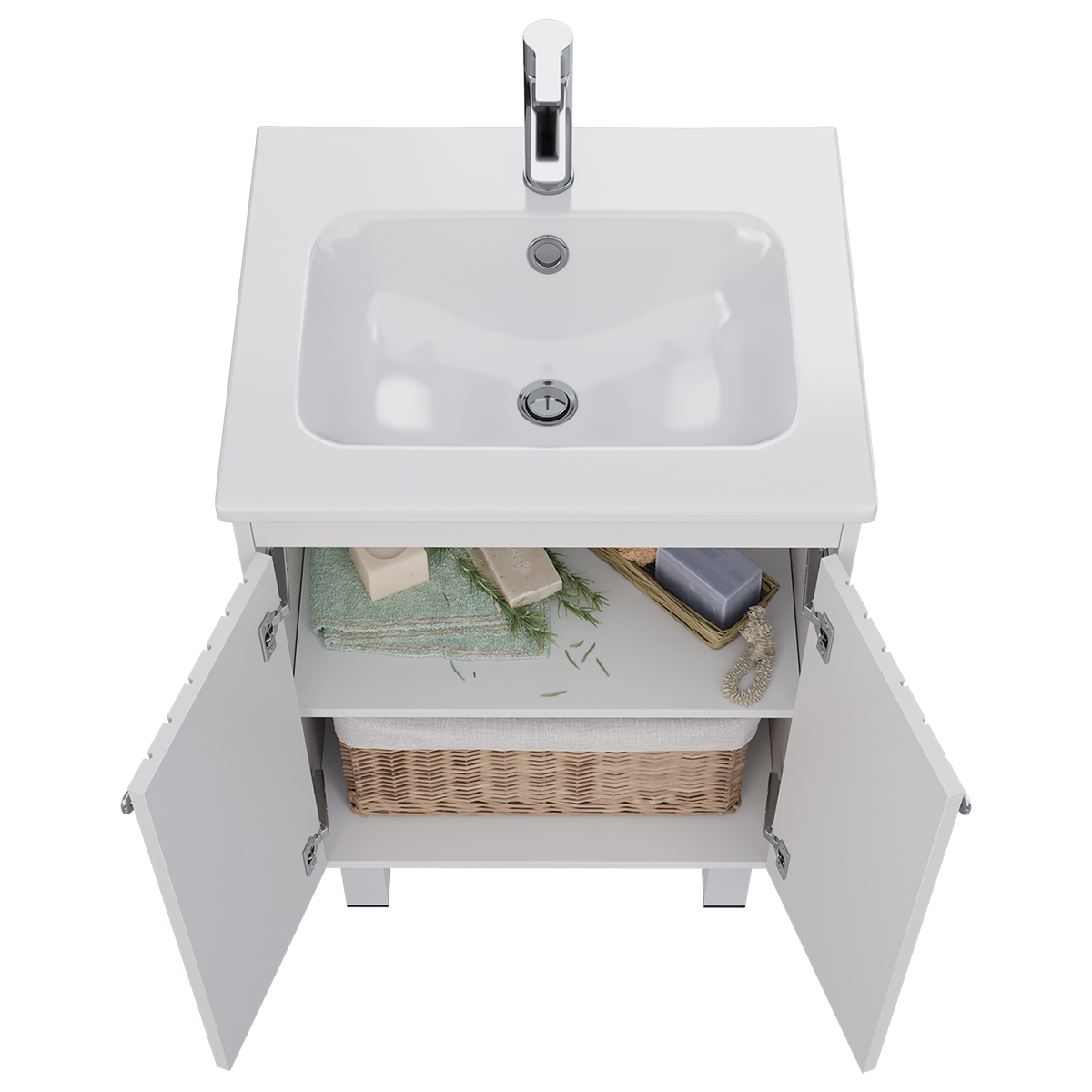 Тумба Lemark ROMANCE 60 см под 1 раковину, подвесная/напольная, 2-х дверная, цвет корпуса, фасада: Б