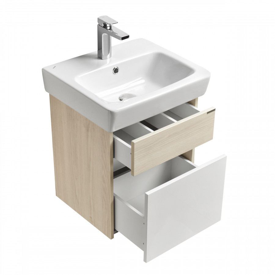 Тумба ВЕРДИ 50, белая, ясень фабрик (под раковину НЕО 50)