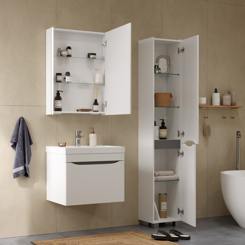 Шкаф зеркальный Prime LED 60, белый, VOLNA