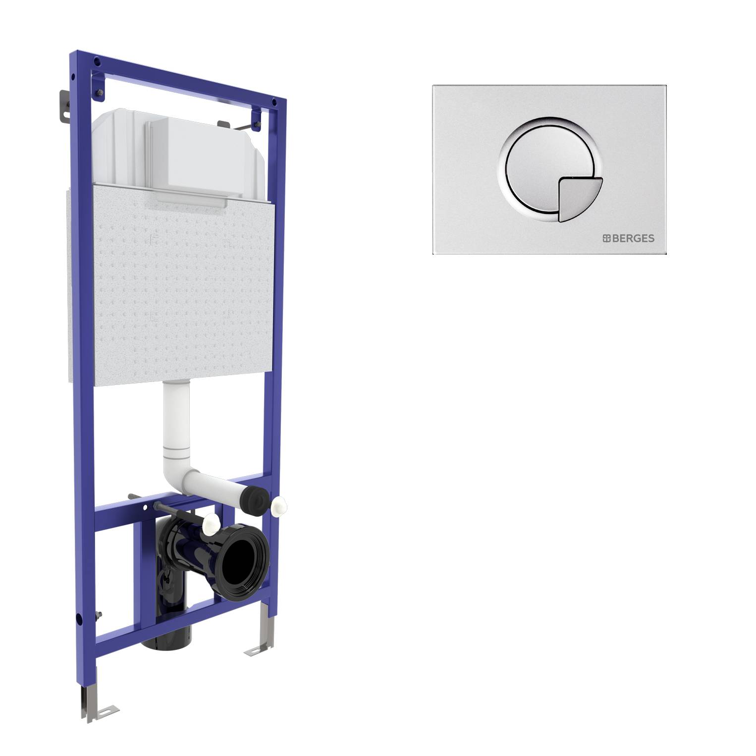 Инсталляция  для скрытого монтажа унитаза NOVUM кнопка R2 хром матовый, BERGES