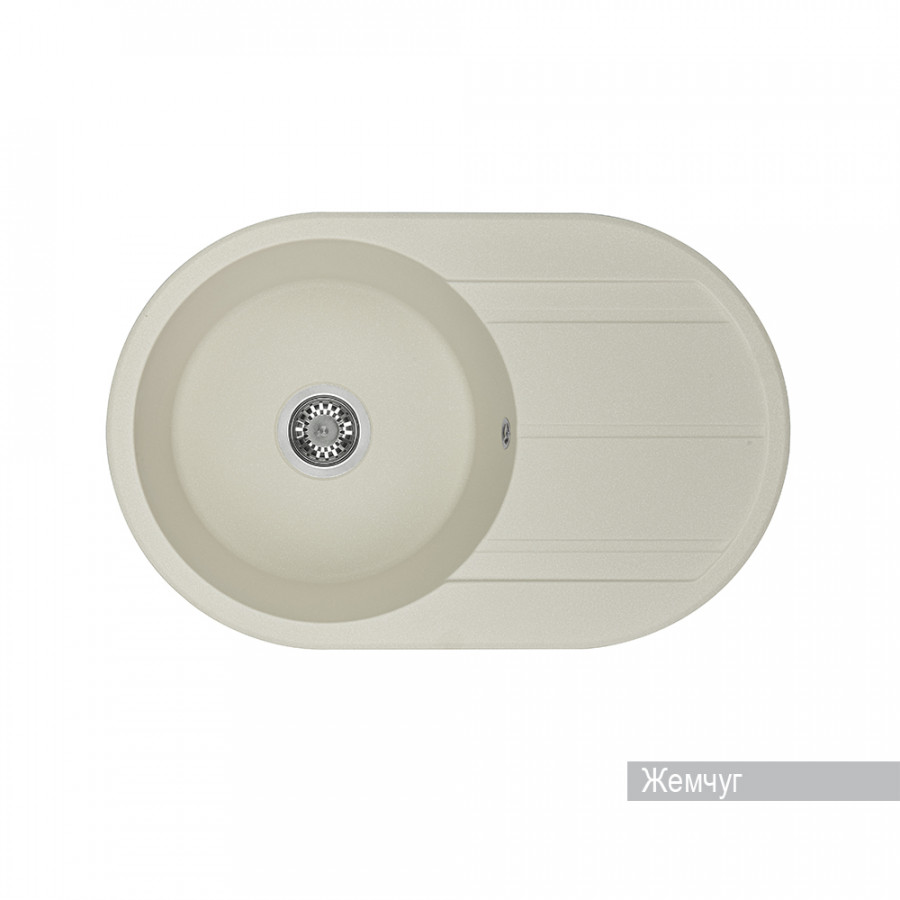 Мойка для кухни  Амира  780x500x211 мм, круглая с крылом, жемчуг