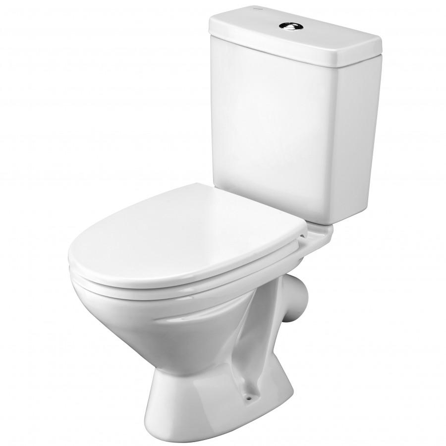 ЛИГА Унитаз-компакт, косой выпуск, 2-х режимная арматура, сиденье дюропласт Dino Plast, САНТЕК 