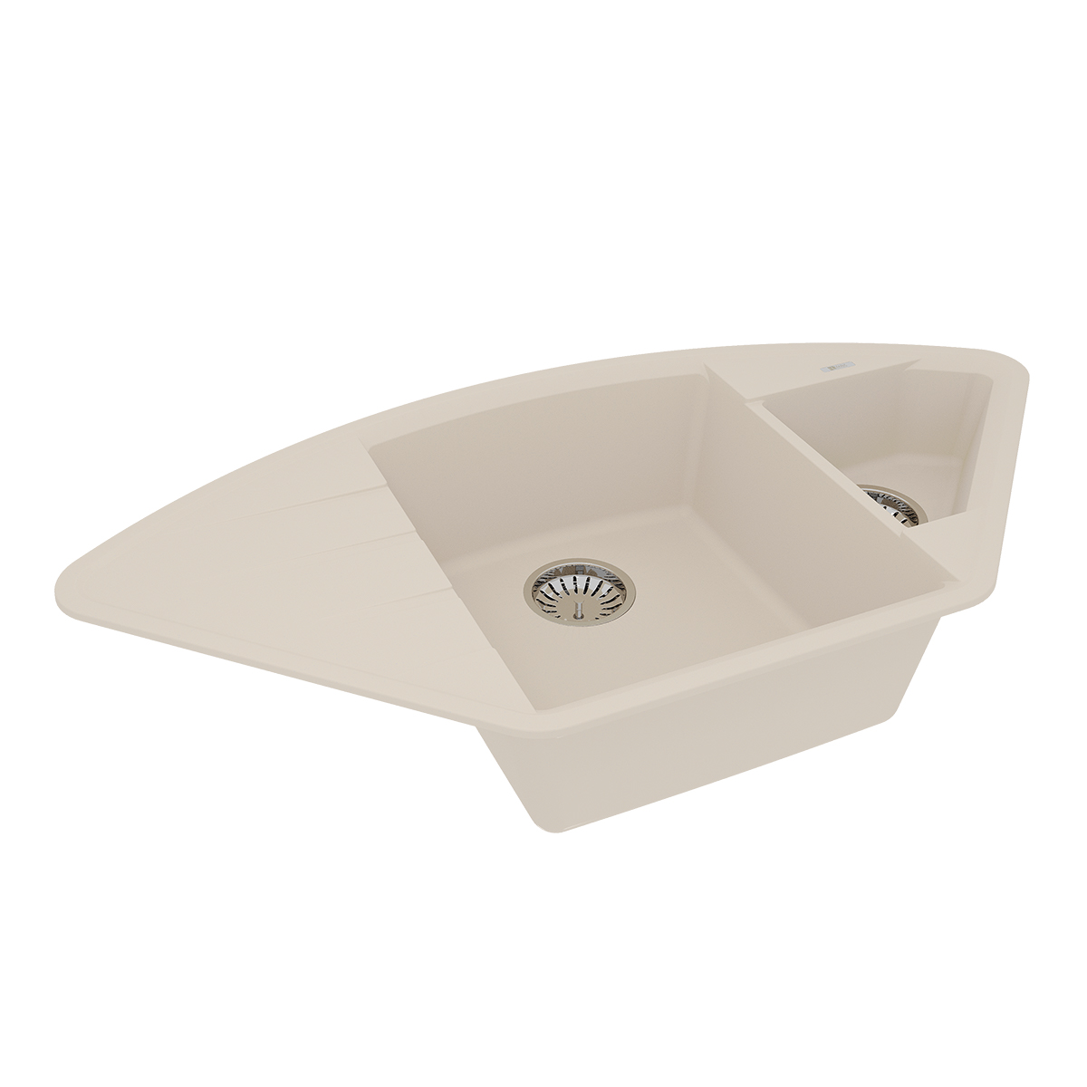 Кухонная мойка Lemark IRKANA 980 врезная угловая с доп. чашей и крылом из кварцгранита, Шампань 