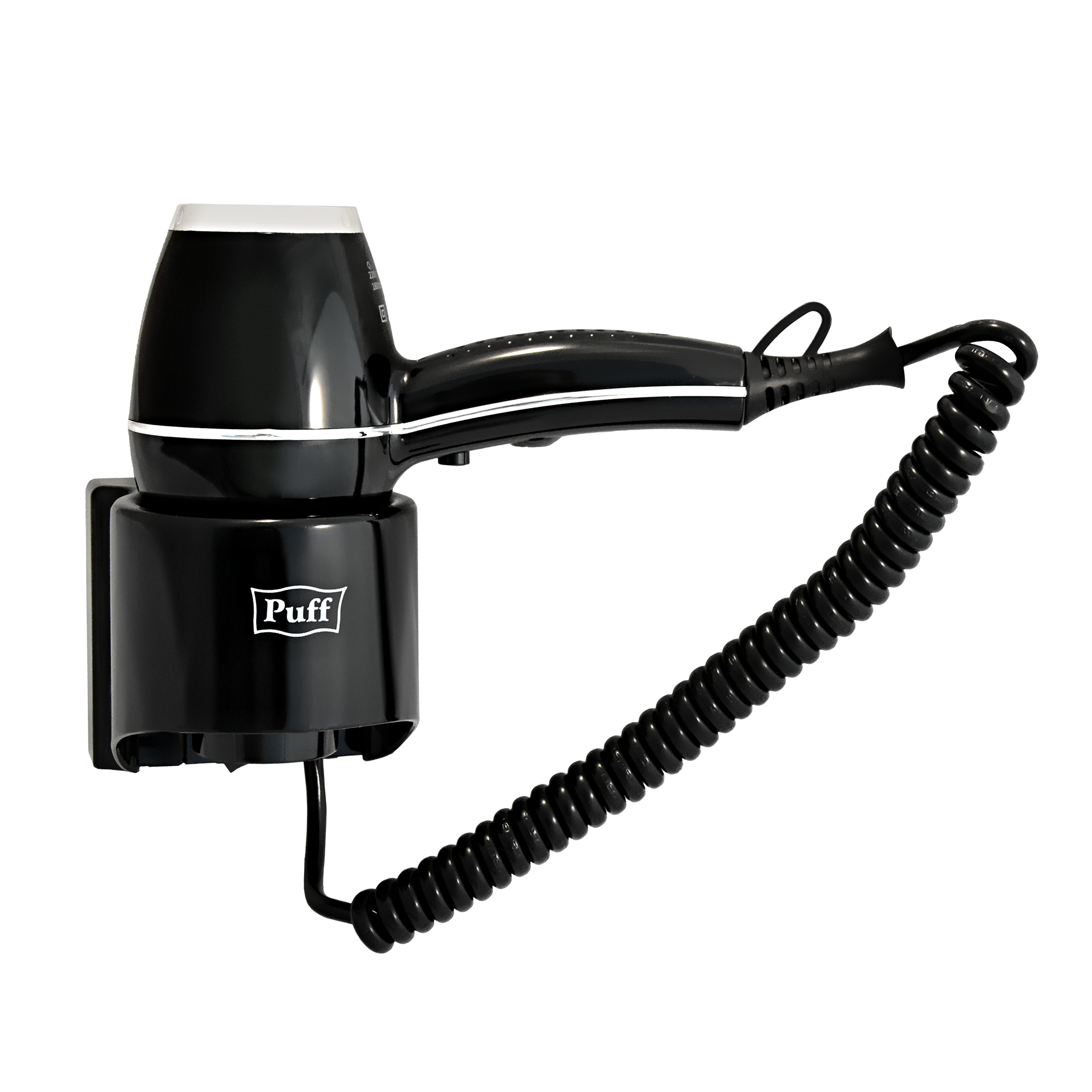 Фен для волос настенный PUFF-1800Вl черный, 1,8 кВт (0405.012)