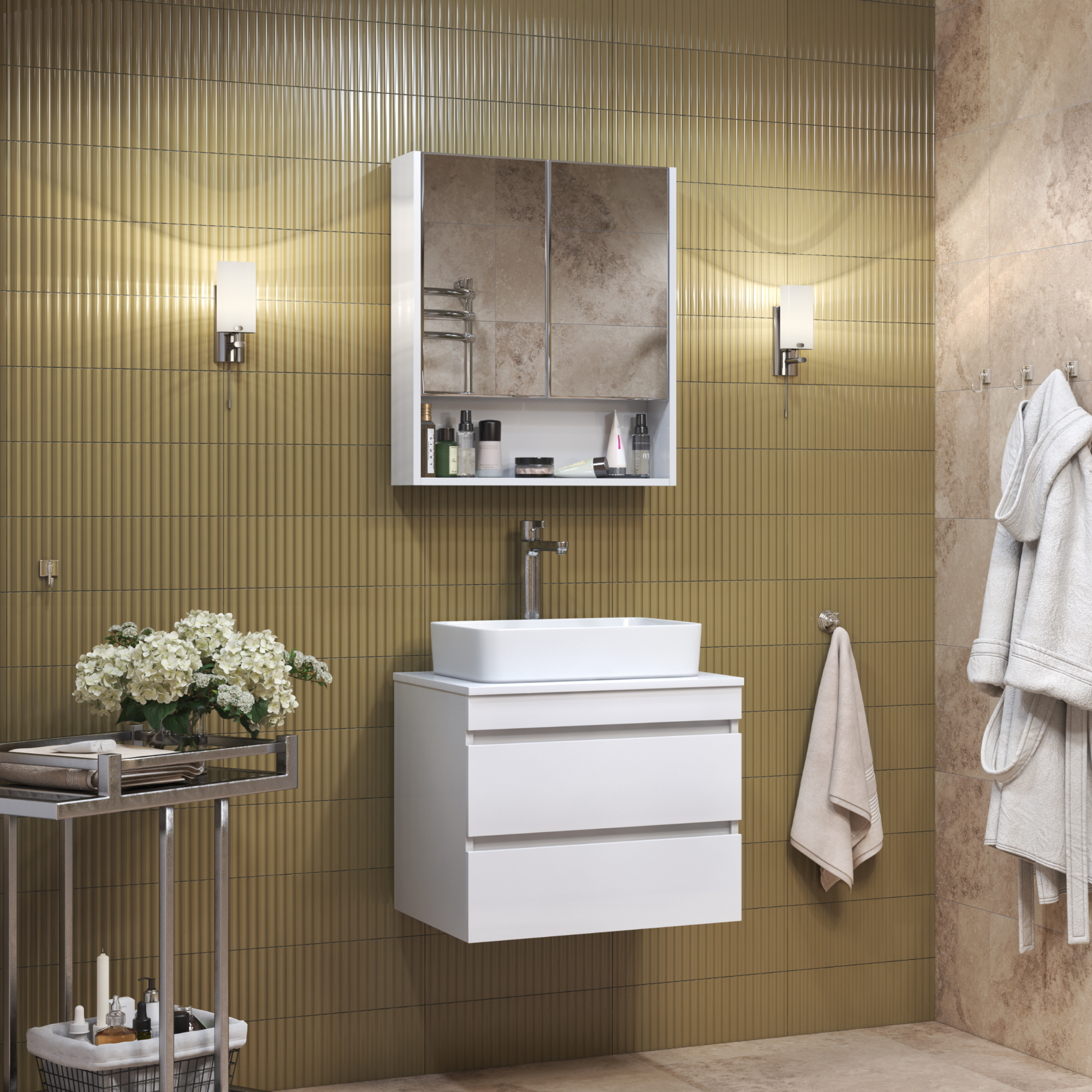 Зеркальный шкаф VIGO Urban 60 подвесной белый (zsh.URB.60)