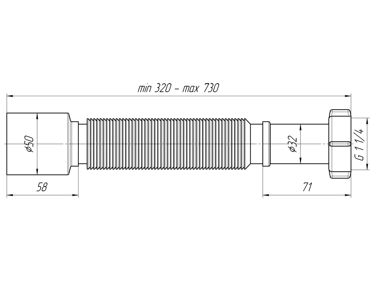 Гибкая труба 1 1/4"*50, ANI PLAST