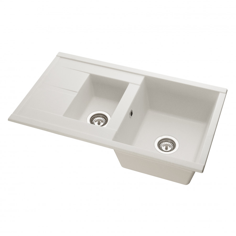 Мойка для кухни  Делия 87 870x510x218 мм, прямоуг. с крылом и доп. чашей, жемчуг