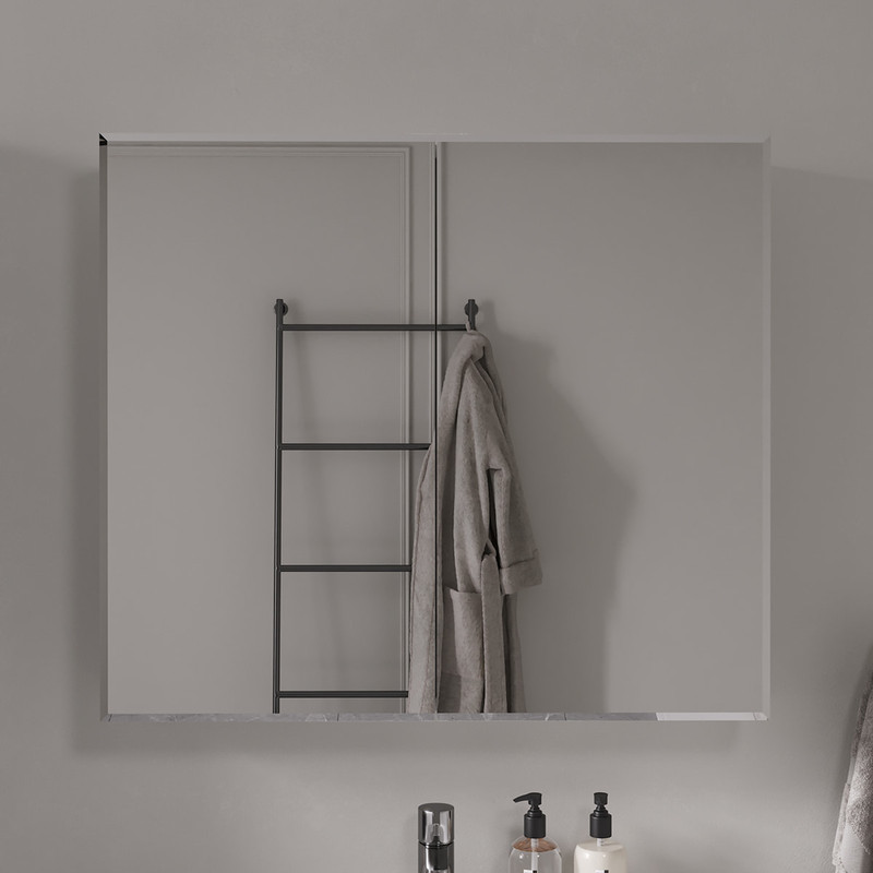 Шкаф зеркальный Geometry 80, подвесной, белый, VOLNA