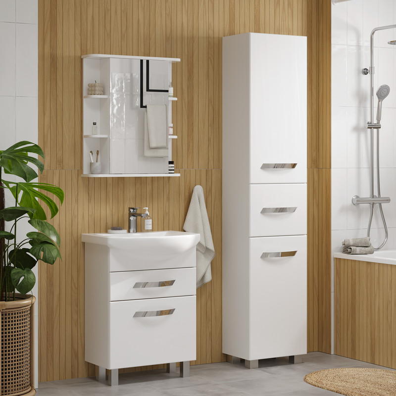 Шкаф зеркальный Onda 60, подвесной, белый, VOLNA