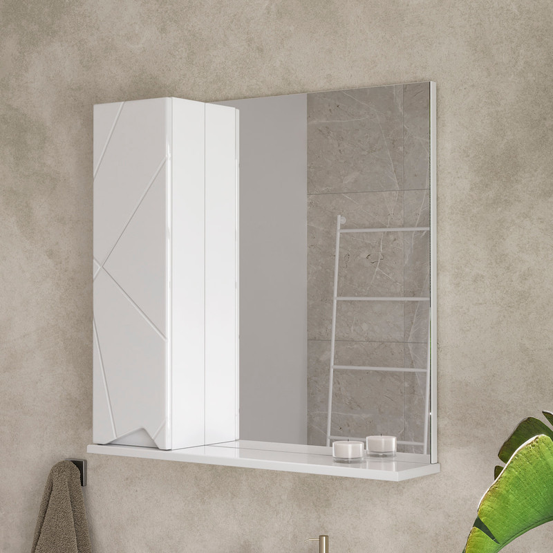 Зеркало-шкаф Pronto 70 левый, белый, VOLNA