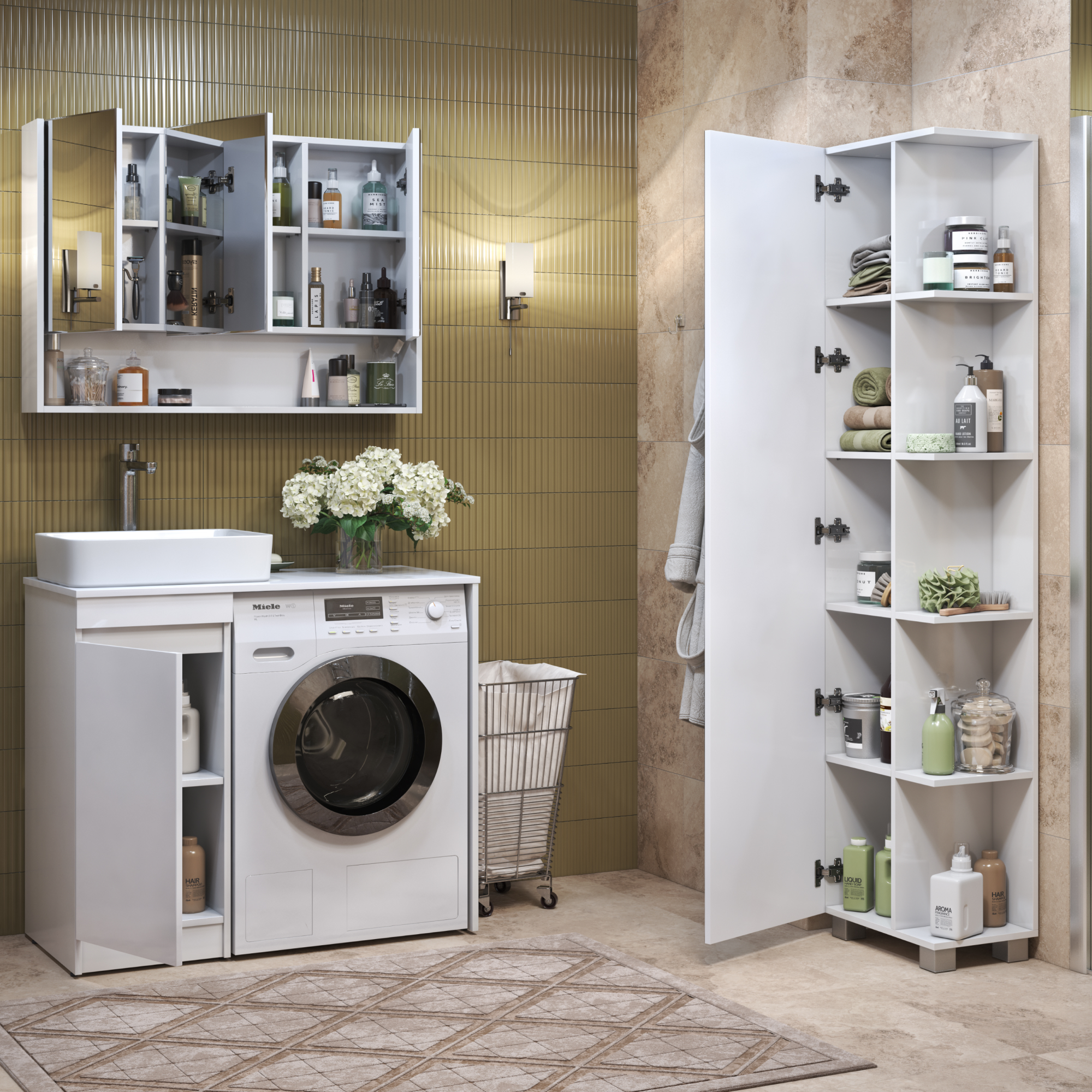 Зеркальный шкаф-пенал VIGO Urban 45 напольный белый (pn.URB.45)