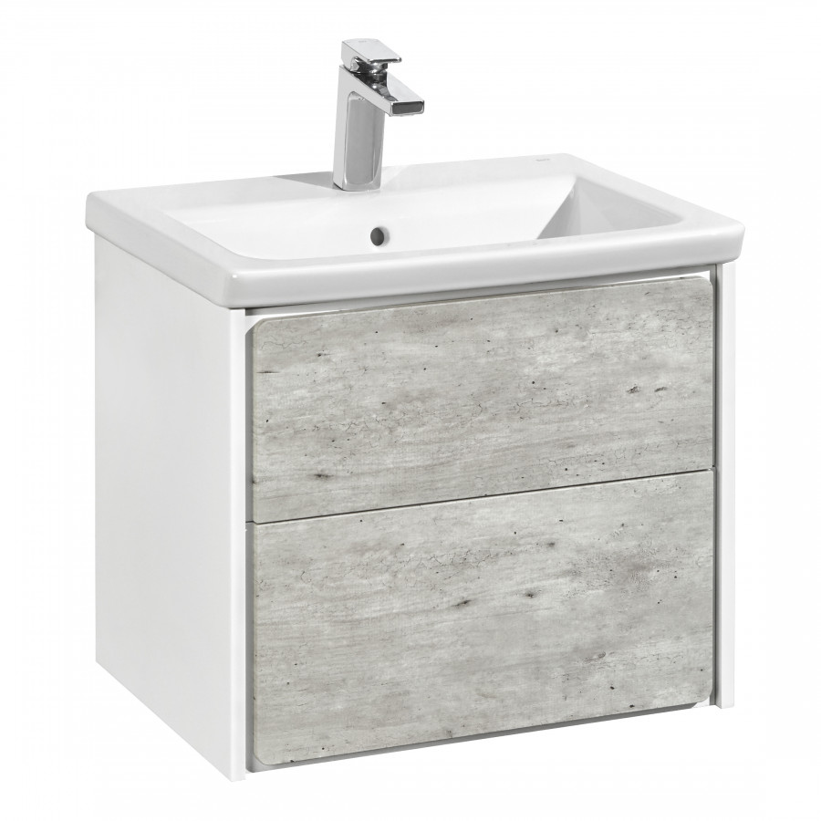 RONDA Тумба под раковину GAP 60, бетон/белый глянец, ROCA