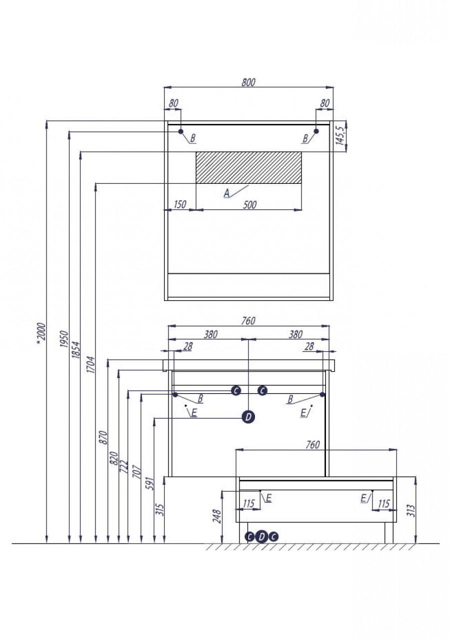 Зеркало КАПРИ 80, таксония темная