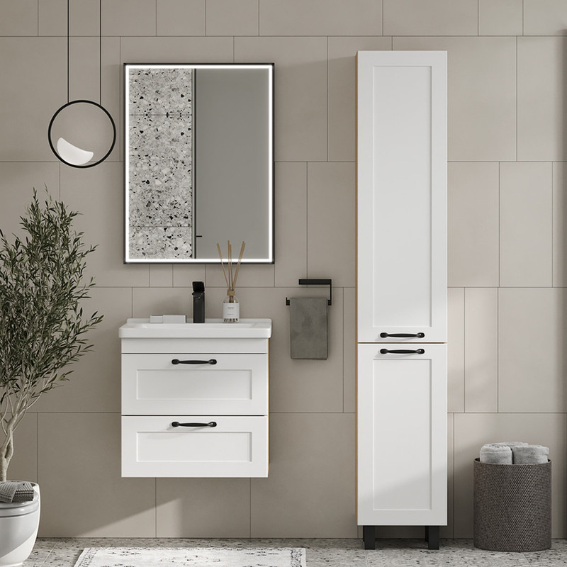 Пенал EQUIL Lago 35 напольный белый/дерево