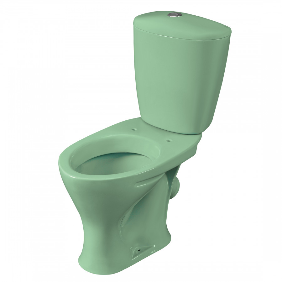 Унитаз-компакт "Версия" наклонный выпуск, с кнопочной арматурой и сиденьем, салатовый  SANTERI