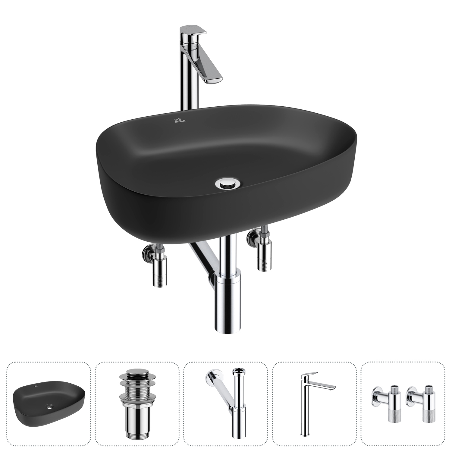 Накладная раковина для ванной комнаты Wellsee Belle Spa 3.0 20212742R в наборе 5 в 1: раковина матов