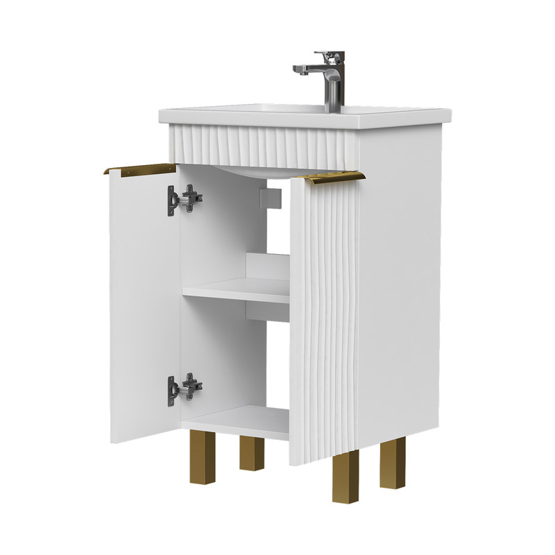 Тумба LottyGold 50, напольная, 2 дв., белая (под раковину Фостер 50), VOLNA