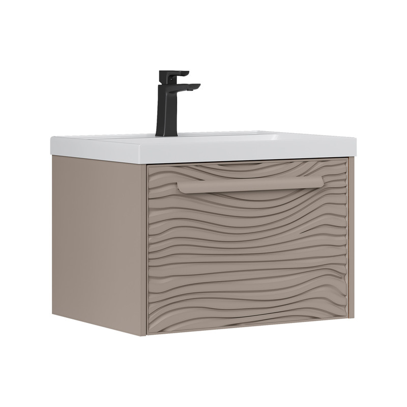 Тумба под раковину EQUIL Gleam 60, подвесная, 1 ящ., амарок/дуб вотан (под раковину 78857-60) (tpGLEAM60.1Y-25)