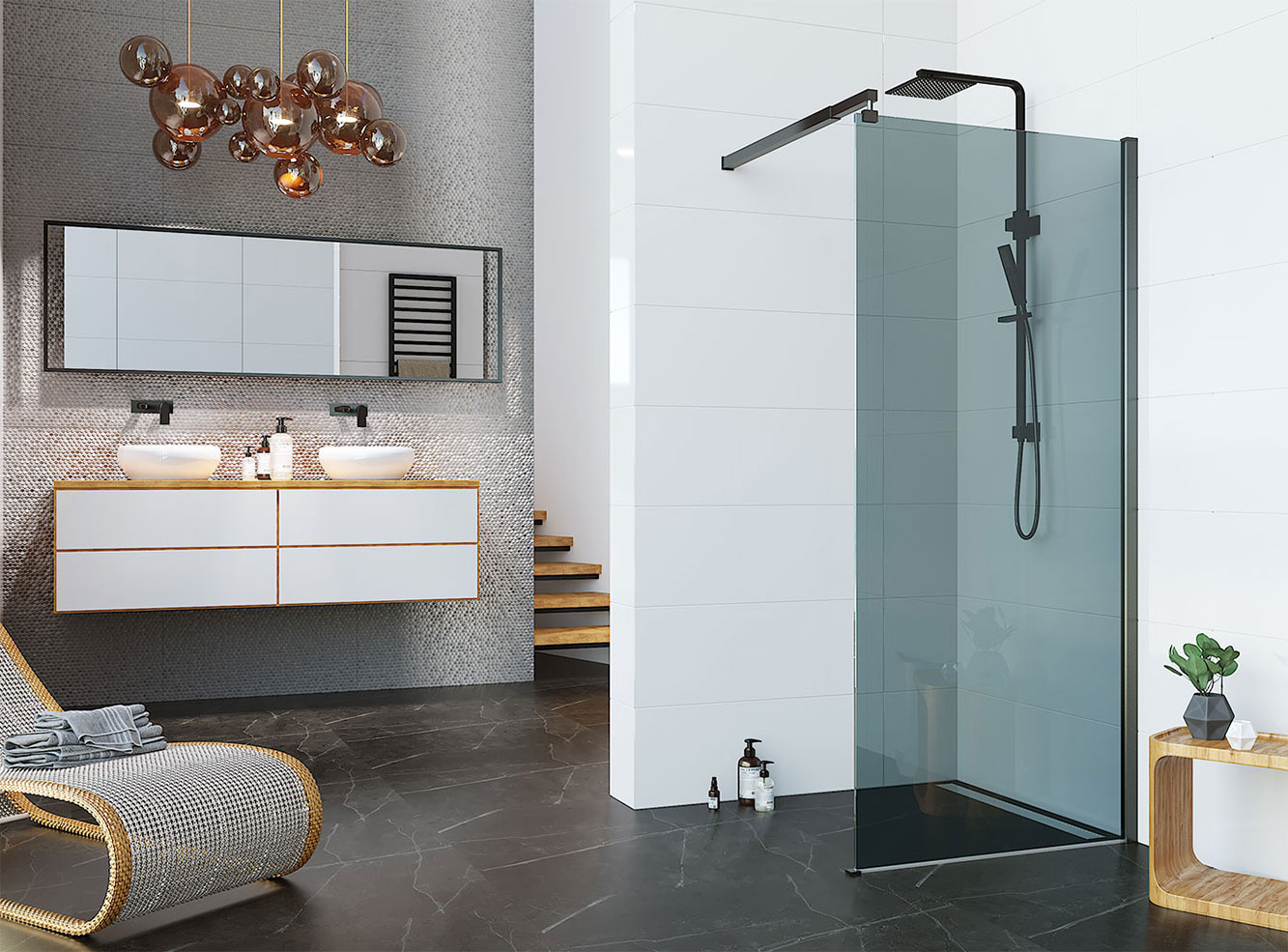 Душевая перегородка ALEX BAITLER 29 серия AB29120B4 тонированное стекло