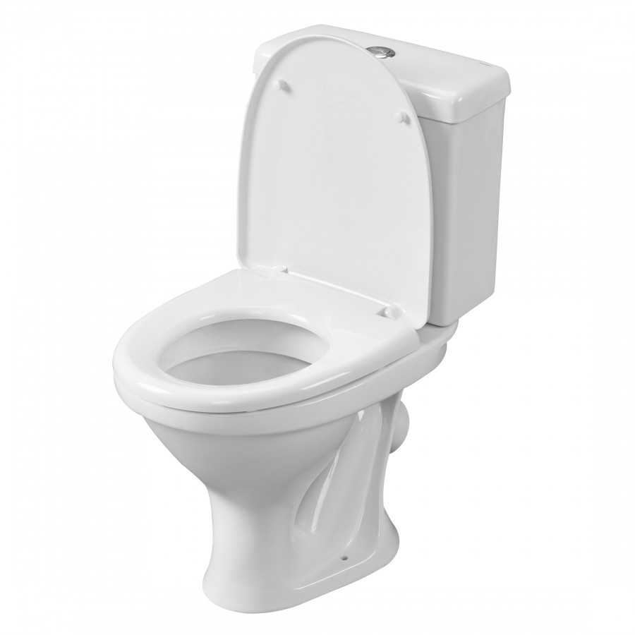 Унитаз-компакт "Форвард" косой выпуск, с 1-режимной кнопочной арматурой  и сиденьем п/п "Уклад". SAN