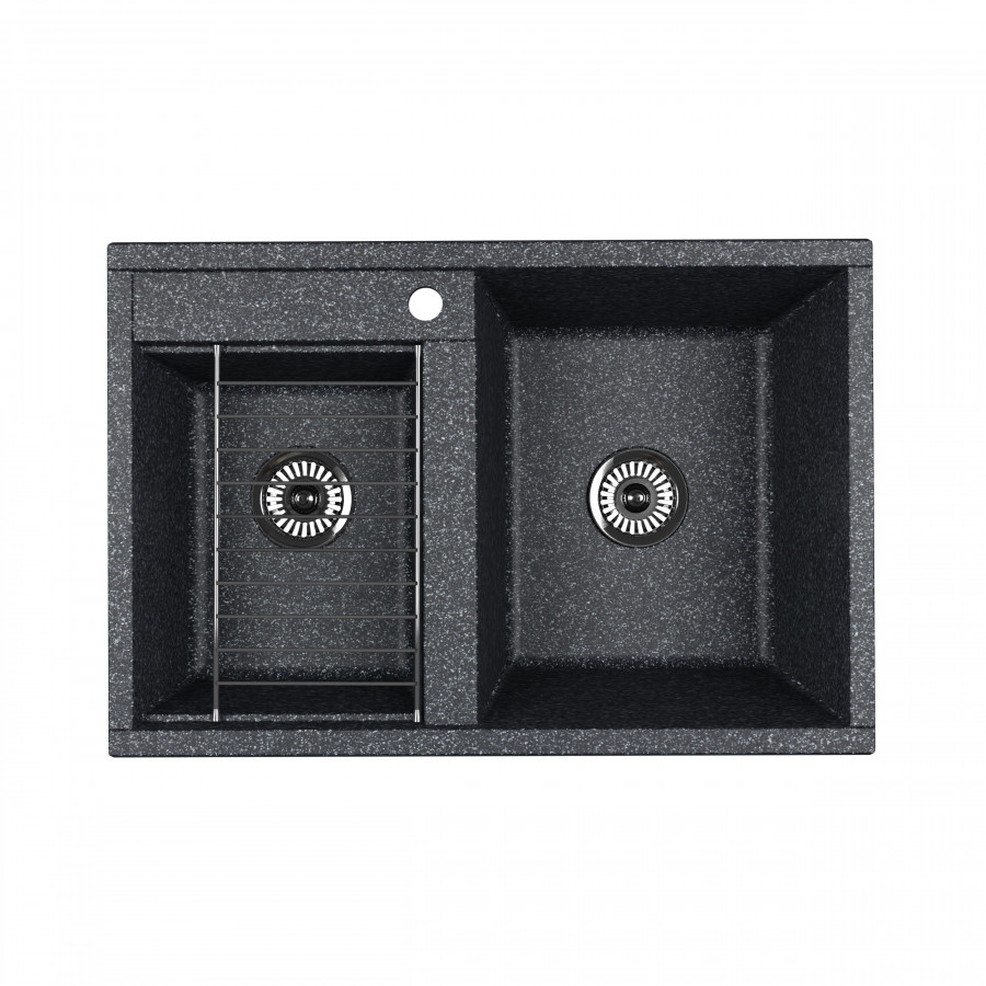 Мойка для кухни  Делия 78 DBL  780x520x218 мм, прямоуг. с крылом, графит