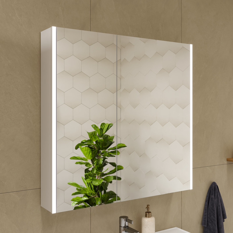 Шкаф зеркальный Prime LED 80, белый, VOLNA