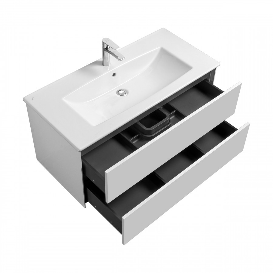 Тумба СОХО 100, белый глянец (под раковину ЭЛИНА 100)