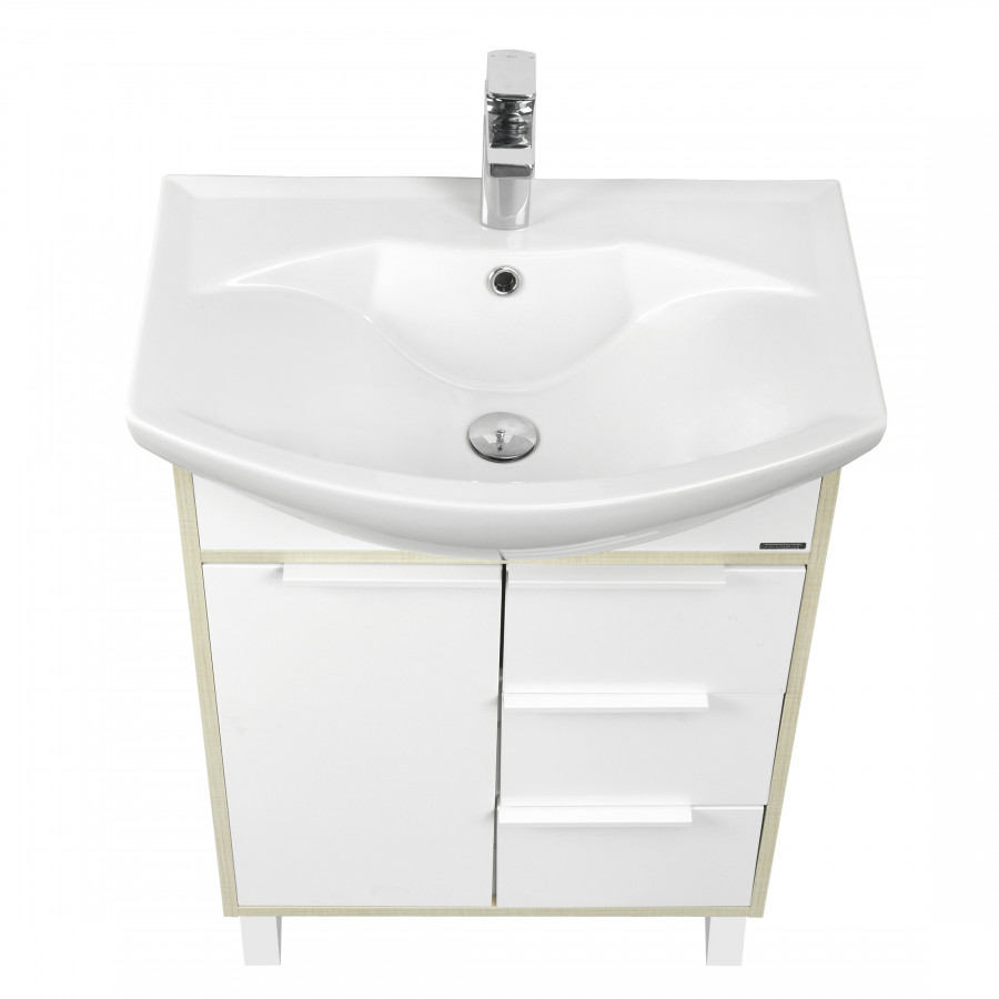 Тумба РИКО 65, белая, ясень фабрик (под раковина СМАЙЛ 65)