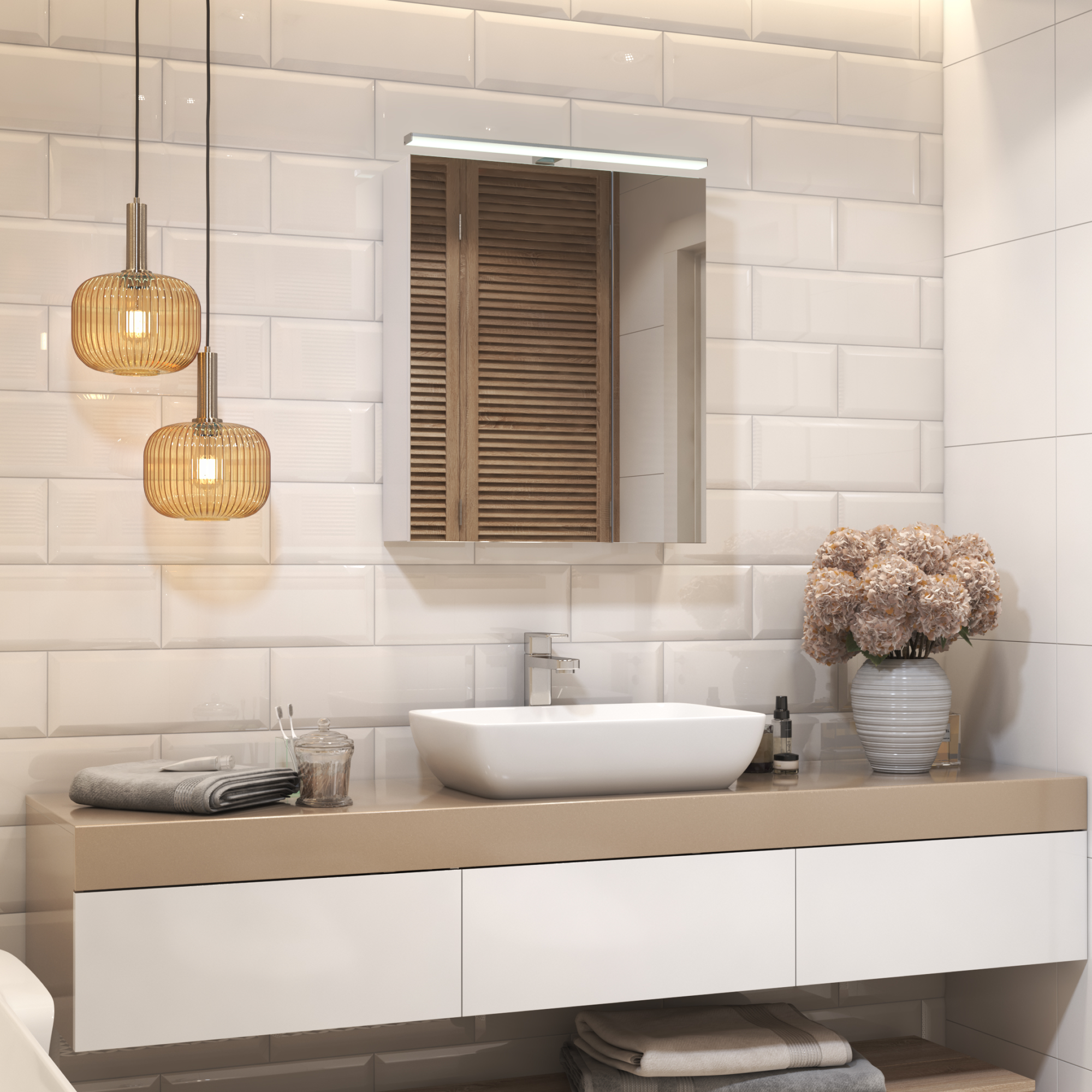 Зеркальный шкаф VIGO Plaza 60 подвесной белый (zsh.PLA.60.El)