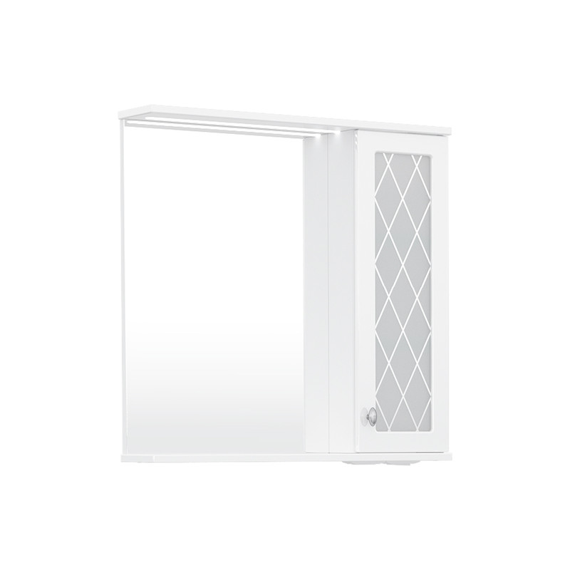 Зеркало-шкаф Milenal 70, с LED подсветкой, подвесной, правый, белый, VOLNA