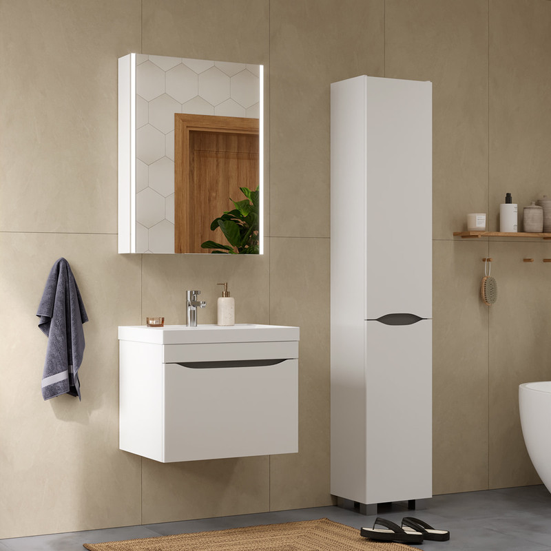 Шкаф зеркальный Prime LED 60, белый, VOLNA