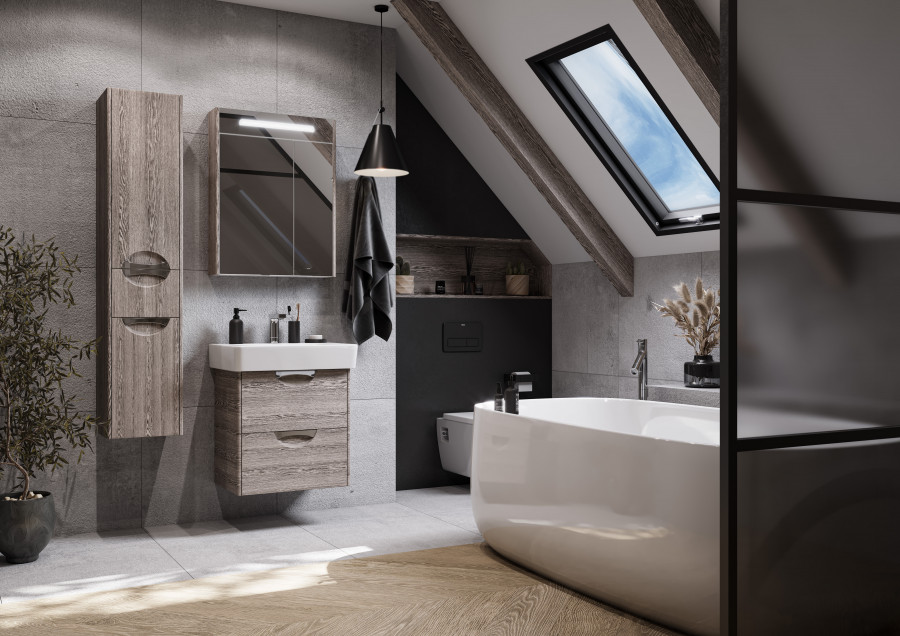 Шкаф-колонна СИЛЬВА 30, подвесная, левая, дуб фьорд