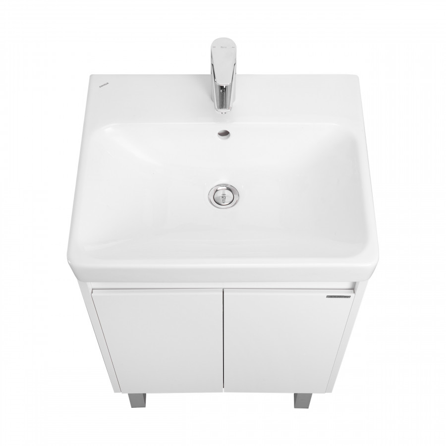 Тумба СКАНДИ DOORS 55, универс., 2 дв., белый глянец/белый матовый (под раковину АДРИАНА 55)