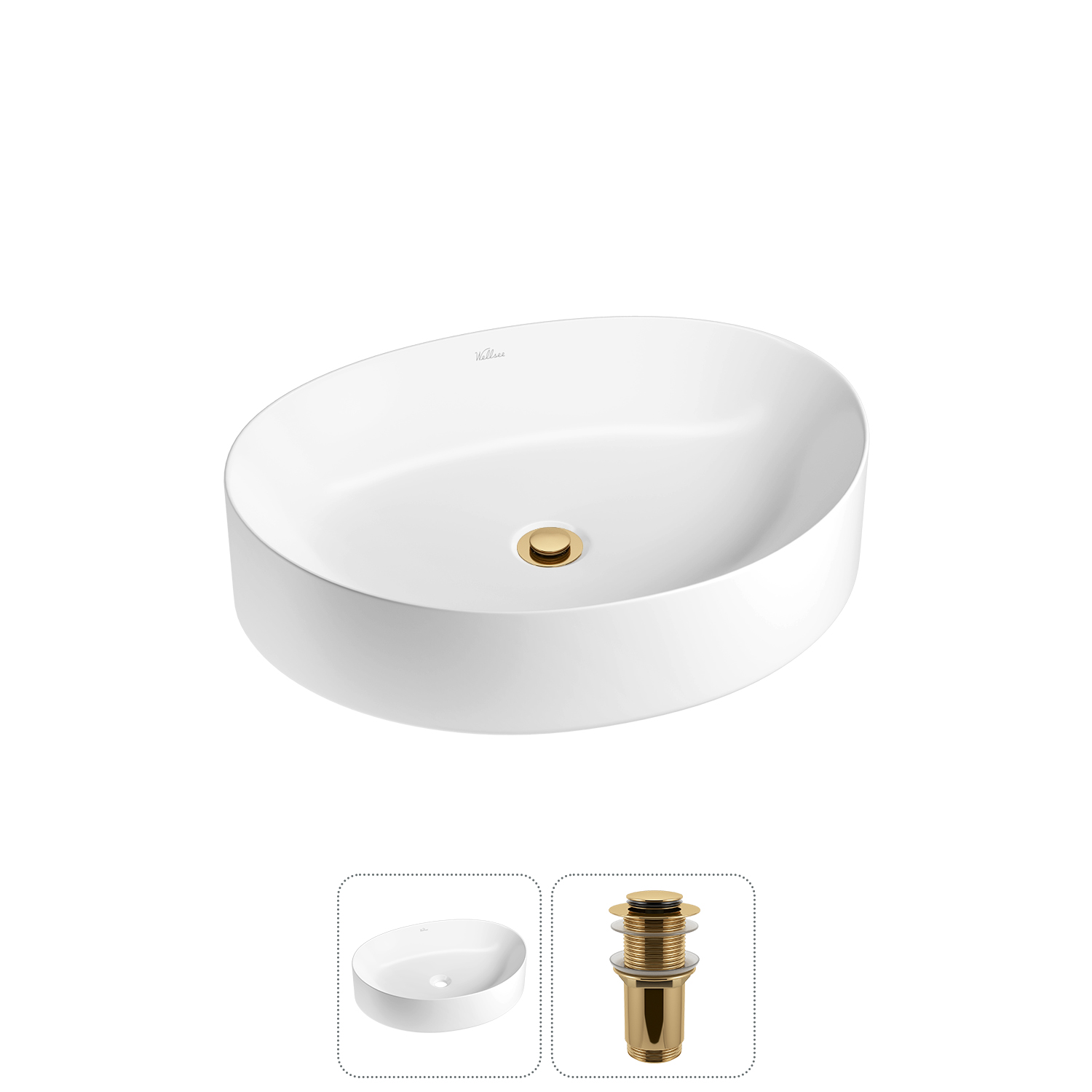 Накладная раковина для ванной комнаты Wellsee Belle Spa 2.0 20212579R в наборе 2 в 1: раковина белый