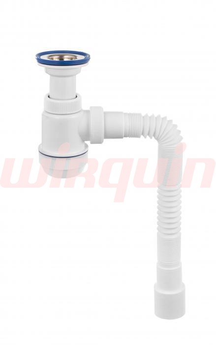 Сифон МИНИ Элит 1½ х 40 мм с литым выпуском, с нержавеющей чашкой Ø63 мм и c гофротрубой L800 мм 4