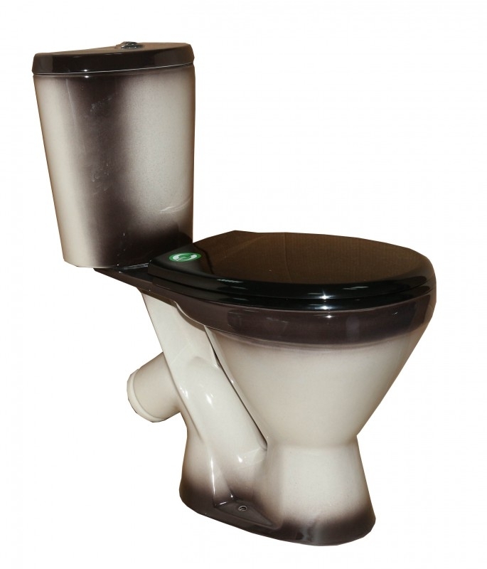 ЭЛЕГАНТ Унитаз-компакт косой вып., нижн. подвод, с арм. и сид. "Уклад", крепл, черный. ROSA