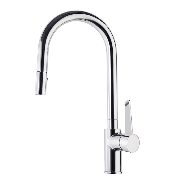 Смеситель высокий для кухни однорычажный с выдвижной лейкой и поворотным изливом KITCHEN 387901V1MC