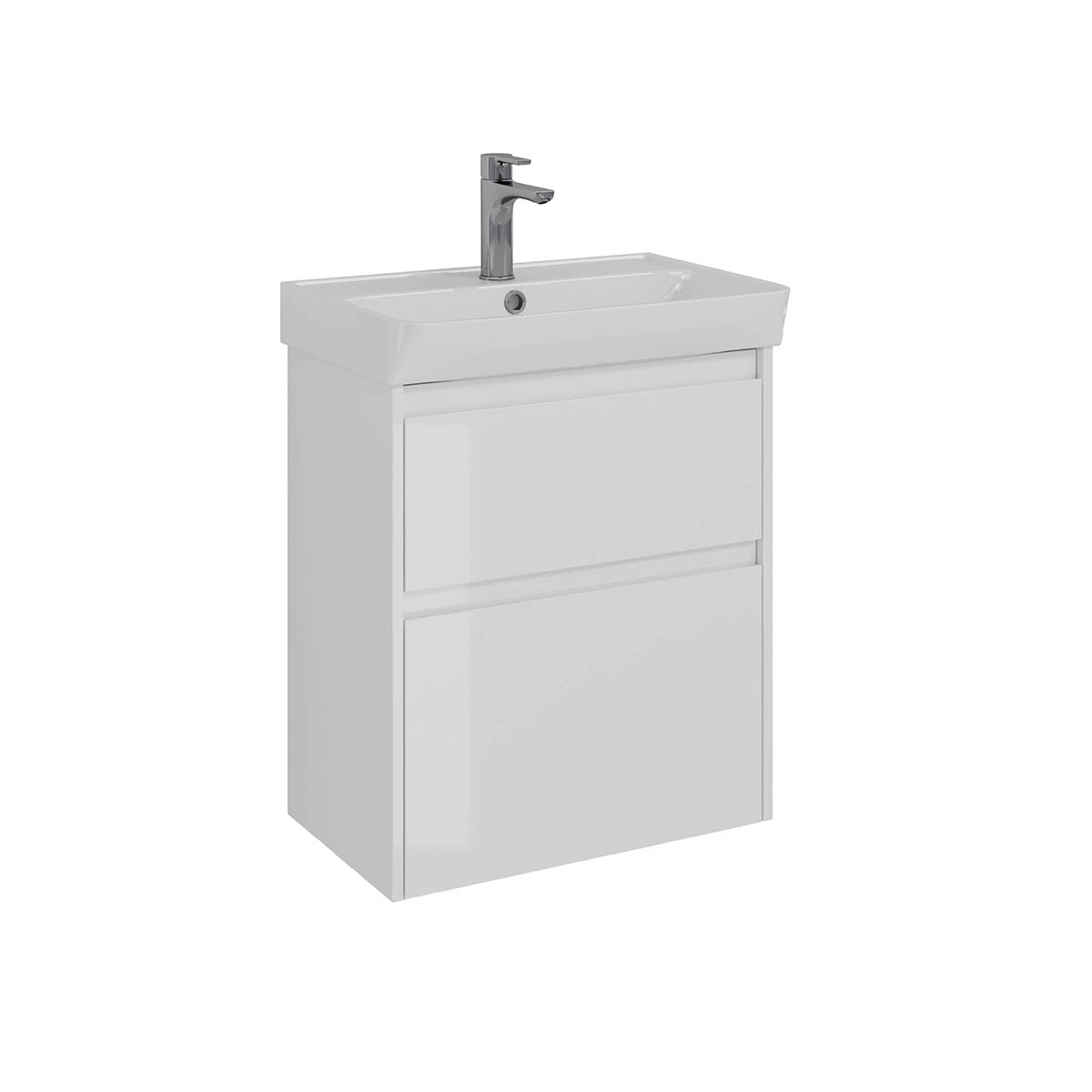 Тумба Lemark COMBI 60 см под 1 раковину, подвесная/напольная, 2 ящика, цвет корпуса, фасада: Белый г