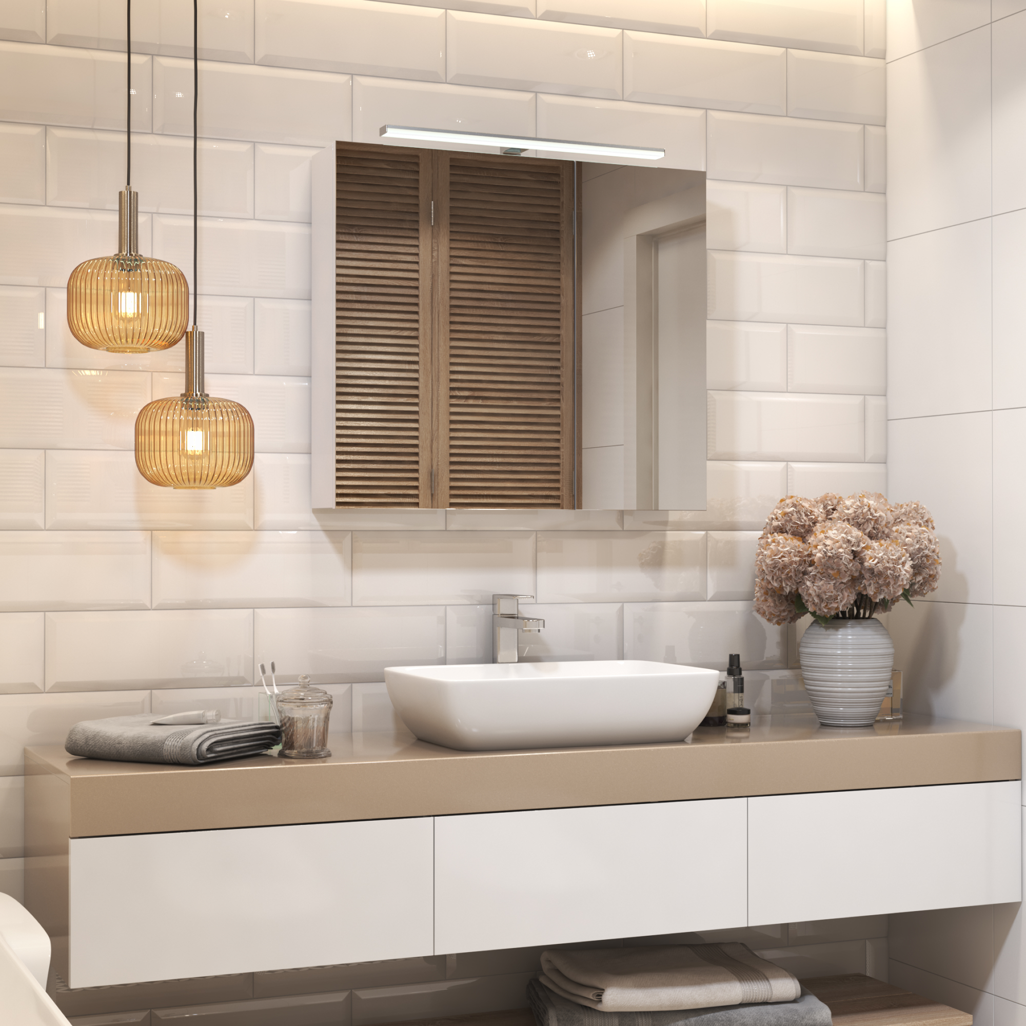 Зеркальный шкаф VIGO Plaza 80 подвесной белый (zsh.PLA.80.El)