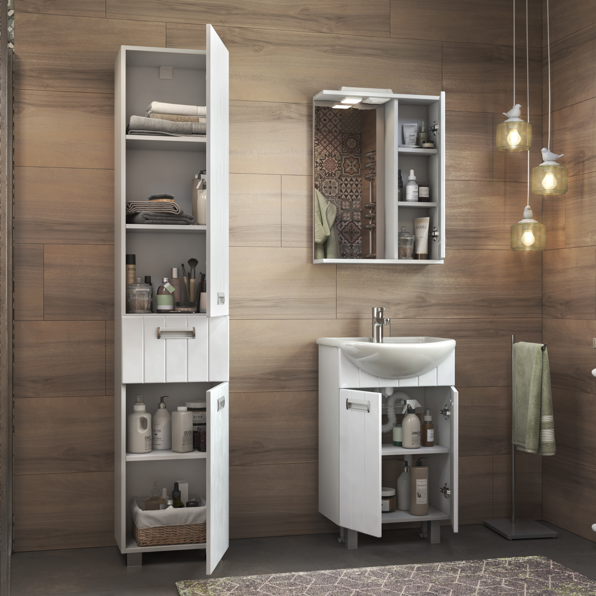 Зеркало со шкафом VIGO Diana 50 подвесное белый (z.DIA.50.R.El)